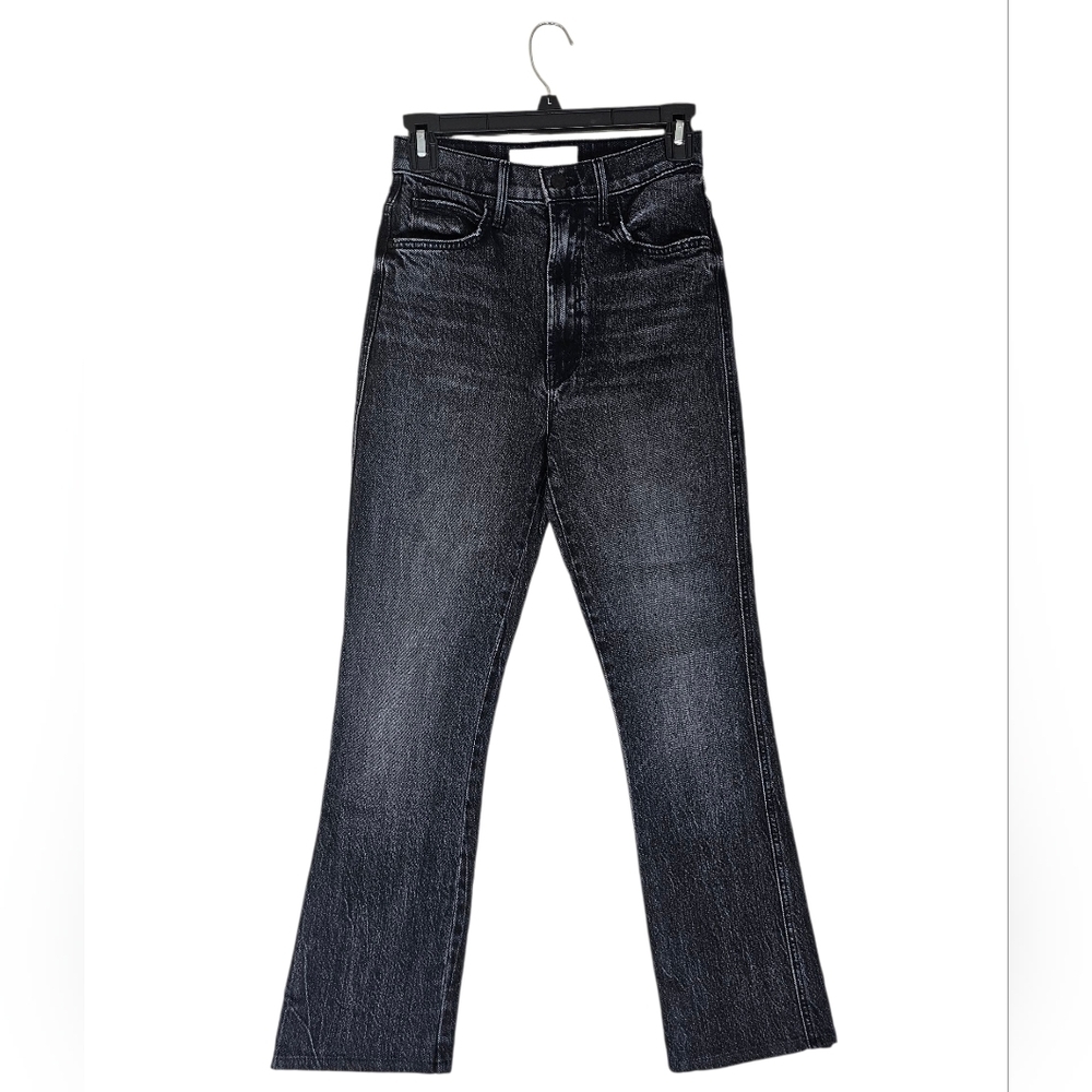 MOTHER Superior High Waisted Smokin' Double Heel Straight Leg Black Jeans 25